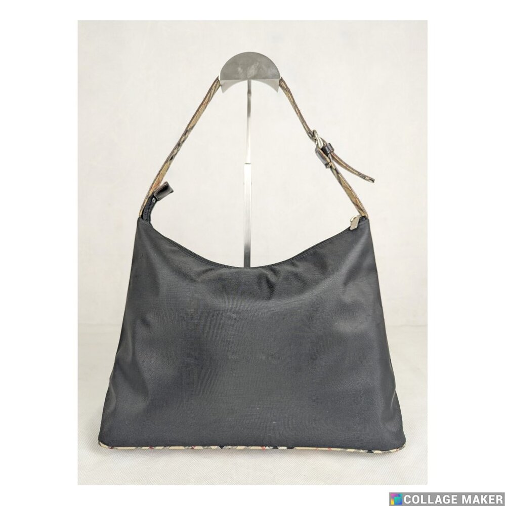 BURBERRY BLUE LABEL Handbag One Shoulder Nylon Black Nova Check Made in Italy.